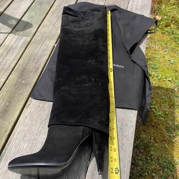 Black Suede OTK Heeled Boots - Picture 13 of 14